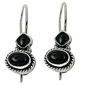 "925 Silver Onyx Fashion Drop <b>Earrings</b> <b>for</b> <b>Women's</b> Daily Wear" - Product Image 1