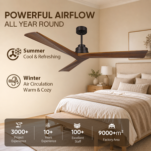 Ventilateur de plafond moderne en bois massif de 52 pouces, sans lumière, avec télécommande et moteur DC, pour patio et ferme, en stock aux États-Unis - Product Image 2