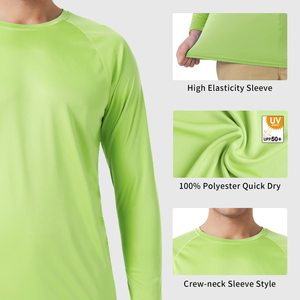 เสื้อว่ายน้ำผู้ชาย UPF rash GUARD เสื้อเชิ๊ตแขนยาวซับเหงื่อแห้งเร็วน้ำหนักเบาทนทานต่อรอยยับสำหรับผู้ใหญ่ - Product Image 2