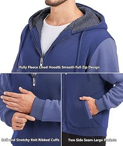 <b>Men</b> Winter Casual <b>Hoodies</b> Solid Color 100% Cotton Fleece <b>Lined</b> Knitted Regular Fit Quick Dry & Breathable High Quality - Product Image 4