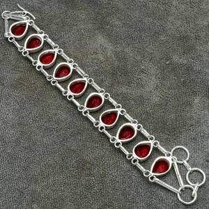 Handmade 925 Sterling Silver Garnet <b>Bracelet</b> Red Gemstone Jewelry Gift for Her or <b>Mom</b> for Parties and Christian Occasions - Product Image 6