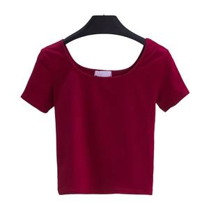 Camisa corta de algodón liso personalizada de alta calidad para mujer 100% ropa informal de moda de verano transpirable ecológica - Product Image 3