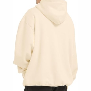Sweat-shirt à capuche blanc crème durable, en coton mélangé épais de haute qualité, pour l'hiver, design personnalisé - Product Image 2
