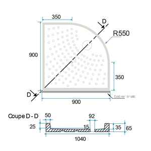 Plato de Ducha Semicircular de Cerámica MATERA 90x90, Artículos para Baño y Aseo - Product Image 2