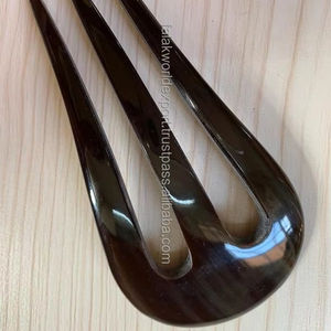 Pinza de pelo de cuerno de búfalo Natural hecha a mano de Color único, herramienta de peinado hecha a mano para mujeres y niñas, moño, palo de pelo de FWE - Product Image 1