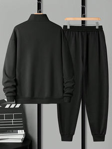 ชุดวอร์มแขนยาวมีซิปผ่าครึ่งแบบลำลองของผู้ชายชุดวอร์มเทรนนิ่งผ้าขนแกะผลิตตามสั่ง - Product Image 2