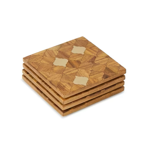 Sous-verres en bois classiques écologiques en gros pour boissons chaudes/froides (OEM) |   Protection de table pour la maison, le bureau, le café, le restaurant - Product Image 2