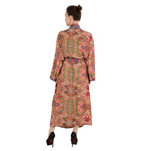 Nuevo Kimono Boho para Mujer, de Seda, Rosa y Azul, con Estampado Paisley Floral, de Lujo, para Aniversario, Regalo de Cumpleaños, Bata de Playa Suave de Regal House - Product Image 5