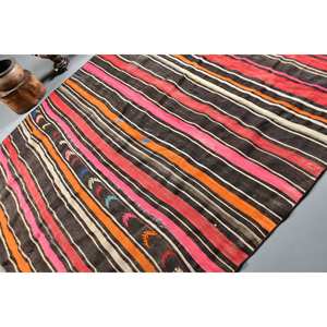 Tapis traditionnel en laine marron 6.6x7.8 pieds fait à la main Vintage turc Patchwork Rectangle Latex pour adolescent chevet couloir tapis marron - Product Image 5