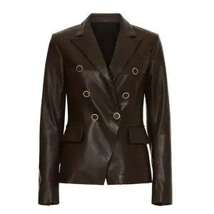 Manteau en cuir pour femmes de haute qualité en tissu pur vente fraîche meilleur sortie manteau en cuir pour femmes