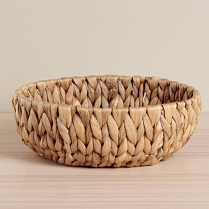 Panier peu profond en jacinthe d'eau, décoration de cuisine, conteneur, vente en gros, paniers en forme de bol tissés à la main - Product Image 2