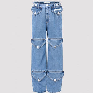 Pantalons larges en jean pour femmes, style hip-hop vintage personnalisé, nouvelle mode, avec broderie à motifs géométriques, jeans décontractés amples - Product Image 1