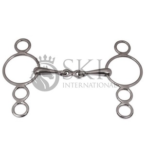 Venta al por mayor 2025 nuevo SS French Link doble articulado pieza de boca de equitación 4 Ring Show Jumping OEM Western Ski Snaffle Bits - Product Image 2