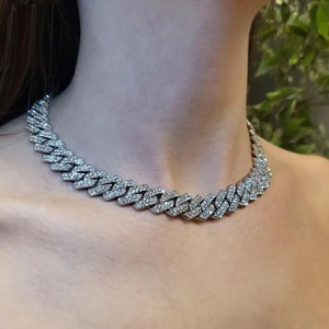 Chaîne cubaine en diamant de créateur la plus vendue, style urbain audacieux, collier unisexe, moissanite brillante, plaqué or 18 carats, certifié - Product Image 1