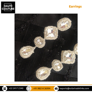 Pendientes de plata con cristales bordados a mano para mujer, aretes grandes a precio competitivo - Product Image 5