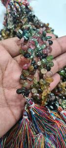 Cuentas de gotas de pera facetadas de turmalina multicolor natural para la fabricación de joyas, piedras de doble corte, piedras cortadas a cuadros - Product Image 5
