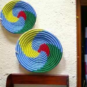 Juego de cesta de decoración de pared de hierba Sabai Natural ecológica de diseño elegante, platos colgantes de pared de hierba Sabai coloridos para decoración del hogar - Product Image 2