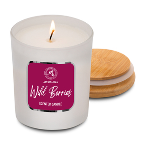 Bougie parfumée Aromatika aux baies sauvages en cire de soja, écologique, longue durée, pot blanc mat, collection maison, aromathérapie haut de gamme - Product Image 1