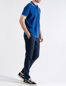 Polo de piqué de media manga Smart Fit para hombre, informal, de color azul, tela de algodón, transpirable, cómodo, ropa de verano, OEM disponible - Product Image 3