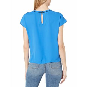 Top da Donna Vince Camuto Blu Scuro con Bottoni sulle Spalle in Modal Chiffon e Maglia a Tinta Unita Taglia XL - per Primavera e Autunno - Product Image 2