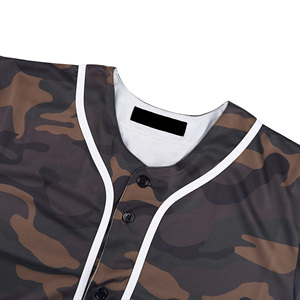 Camiseta de béisbol recortada, camiseta de softball de camuflaje con botones personalizados, estampado sublimado, letras bordadas de malla de secado rápido, EE. UU. - Product Image 3