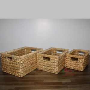 Natural Water Hyacinth Vintage Multifunction Plant Fiber <b>Storage</b> <b>Baskets</b> for Decoration and Organization - Product Image 6