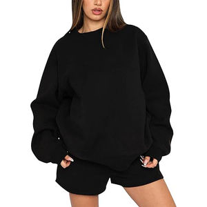 Custom <b>Women's</b> sweatshirt and <b>Short</b> 2 piece Set Outdoor Sportswear Piece Crewneck Sweatshirt and <b>Shorts</b> Set for <b>Women</b> - Product Image 1