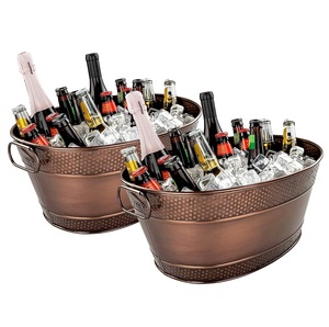 Enfriador de botellas de vino galvanizado antiguo de cobre, celebraciones de cubo de hielo con asa para fiestas y bodas, Enfriador de vino de Metal - Product Image 5