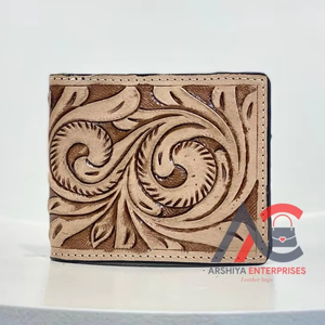 2024 <b>Sale</b> New Hand Tooled Leather Western Pattern <b>Men's</b> Wallets Long Zipper Hot Selling Fashion Stylish Cash Holder <b>Gift</b> for Him - Product Image 1