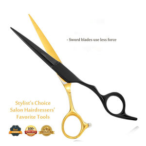 Premium 6.5 pouces noir et or ciseaux de coiffeur nouvel outil de beauté en acier inoxydable pointu pour la coupe de cheveux - Product Image 4