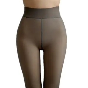 Pantimedias cálidas de cintura alta para mujer, pantalones térmicos forrados de lana, mallas térmicas esponjosas para mujer, mallas