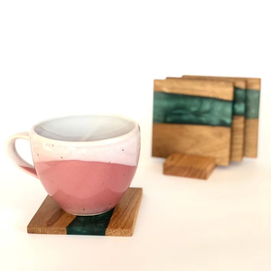 Custom Logo Resin <b>Coasters</b>, Personalized Epoxy <b>Coaster</b> <b>Set</b> for Branding, Events, Corporate Gifting, and Elegant Stone Drink - Product Image 1