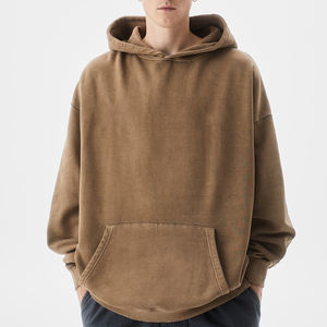 Venta al por mayor de los hombres lavado con ácido sudaderas con capucha de gran tamaño gota hombro sudaderas con capucha vintage de peso pesado streetwear sudaderas con capucha para los hombres - Product Image 4