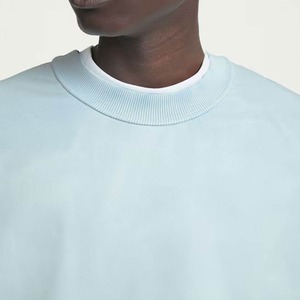 Men's Oversized <b>Crew</b> <b>Neck</b> <b>Sweatshirt</b> Solid Light Blue 100% Cotton Knitted Casual Pullover Autumn Wear wholesale rate - Product Image 5
