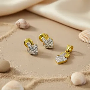 Ensemble de boucles d'oreilles et pendentif en pierre naturelle plaqué or de luxe avec perle en argent 925 - Bijoux fins pour femmes, cadeau - Product Image 2