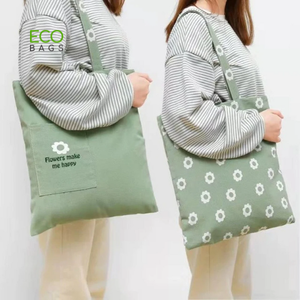 Sacs de shopping pour femmes de haute qualité, écologiques, 100% coton, imprimés sur mesure avec logo, fermeture éclair, bandoulière - Product Image 1