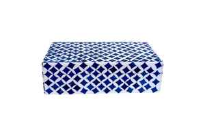 Boîte de rangement de bijoux en incrustation d'os Blue Mughal Design - Product Image 4