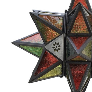 Decoraciones de Boda para Ramadán y Navidad 2025, Farol Colgante Marroquí de Cristal Colorido, Hecho a Mano en Acero Inoxidable para Interiores y Exteriores - Product Image 5