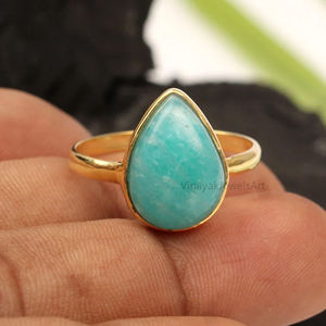 Bague en amazonite naturelle poire 10x14mm personnalisée en gros en argent sterling 925 avec plaqué or 18 carats éternité vermeil bijoux fins - Product Image 6