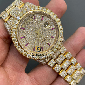 Reloj Moissanite de estilo Hip Hop para hombre de alta calidad, diseño único, corte brillante, VVS, claridad, diamante, acero helado, acero inoxidable - Product Image 1