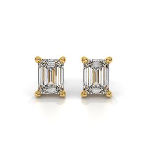 Esmeralda IGI VS VVS 1CT Lab Grown Diamond Stud Pendientes 14K 18K Oro sólido para mujeres-Regalo de aniversario de boda - Product Image 1