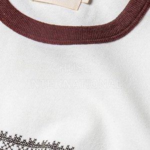 Camiseta de Algodón de Alta Calidad, Personalizada, Tejida, para Hombre, Ligera, Holgada, Estilo Hip Hop, con Ribete en Contraste, de Secado Rápido - Product Image 3