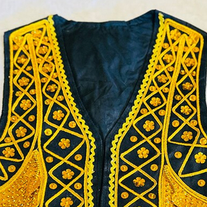 Chaleco tradicional de terciopelo dorado para hombre, chaleco bordado tradicional - Product Image 6