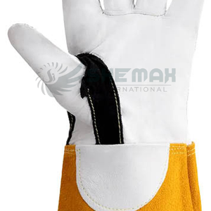 Guantes de soldadura resistentes al calor para protección de arco Mig Tig, diseño de cuero resistente con palma reforzada y seguridad de puño extendido - Product Image 5