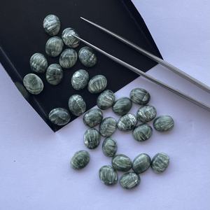 8mm 10mm naturel vert séraphinite lisse ovale dos plat calibré cabochon en vrac fabricant prix de gros fournisseur direct - Product Image 3