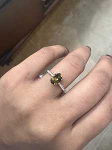 Bague ovale en zircon tourmaline plaqué or massif 18 carats bijoux de conception minimaliste pour elle cadeau de bague élégante en pierres précieuses naturelles - Product Image 3