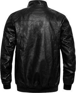 Chaqueta de piel sintética para hombre, chaqueta de bombardero de motocicleta a prueba de viento, abrigo de invierno ajustado con capucha extraíble - Product Image 2