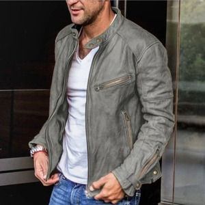 Automne hommes élégant rue mode veste en cuir haute-rue Style toile manteau laine matériel personnalisé pour les motos porter - Product Image 2