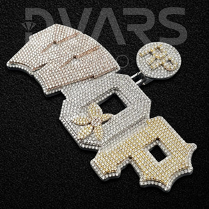 Colgante de Plata de Ley 925 con Incrustaciones de Diamantes VVS, Joyería Fina de Hip Hop, Chapado en Oro Clásico, con Nombre Personalizado, Unisex - Product Image 2