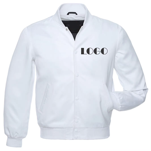 Hot Selling Letterman College Sports Baseball <b>White</b> Satin Bomber Varsity <b>Jacket</b> All Sizes Customise logo <b>Jackets</b> for <b>Men</b> - Product Image 1